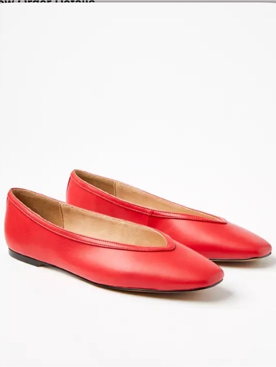 LOFT Shoes - LOFT Red Leather Ballet Flats